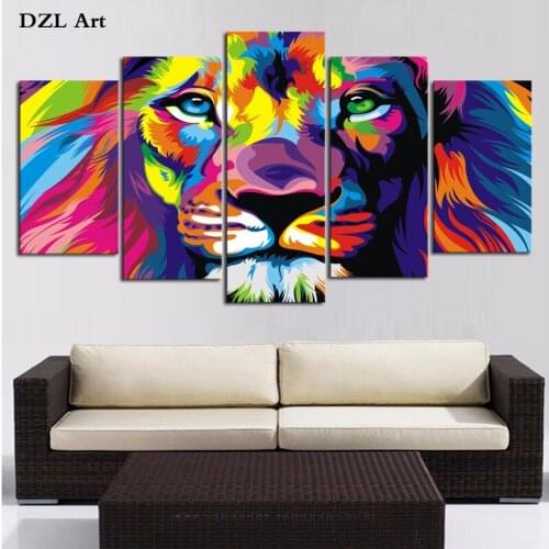 Drop Shipping 5 Piece HD Abstract Dog Picture Canvas Print Painting Wall Art Home Decoration for living room framed