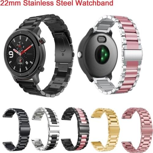 Watchbands For Xiaomi Amazfit GTR 47mm Pace Stainless Steel Bands metal bracelet For Huami Amazfit Stratos 2 2S 3 Wrist Strap