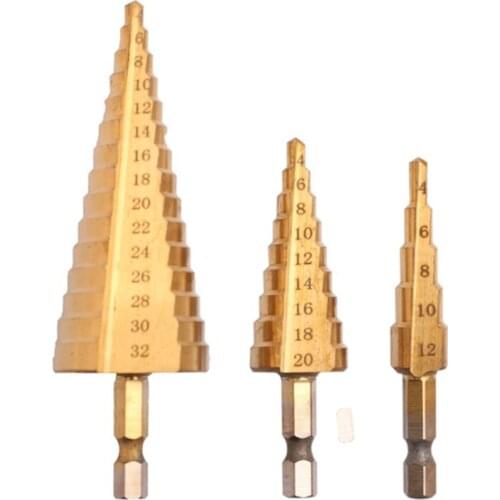 4-12mm 4-20mm 4-32mm step drill bit metal hole opener taper hole milling cutter core drilling tool set step drill bit