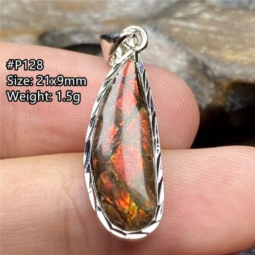 Top Natural Red Ammonite Ammolite Necklace Pendant Jewelry For Women Men Healing Luck Stone Crystal 21x9mm Beads Silver Gemstone