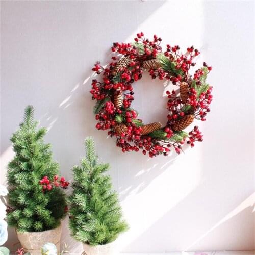 Christmas Artificial Red Berry Rattan Wreath Decorations Home Window Door Hanging Deal Apple Wreaths 1pc 45cm