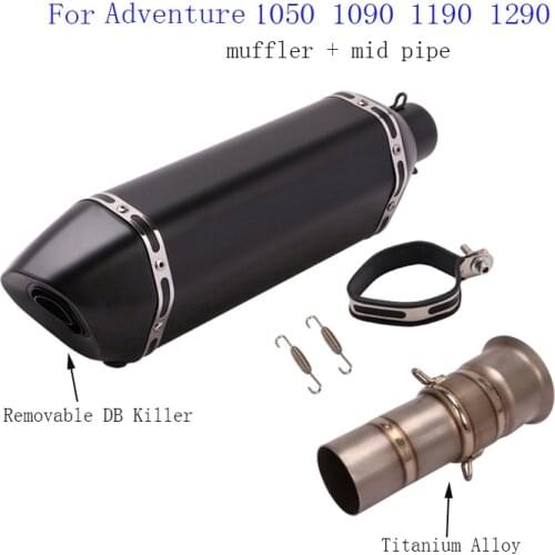 Motorcycle Exhaust Pipe Titanium Alloy 51mm Middle Connect Pipe Muffler Baffle Silencer for KTM 1050 1090 1190 1290 Adventure