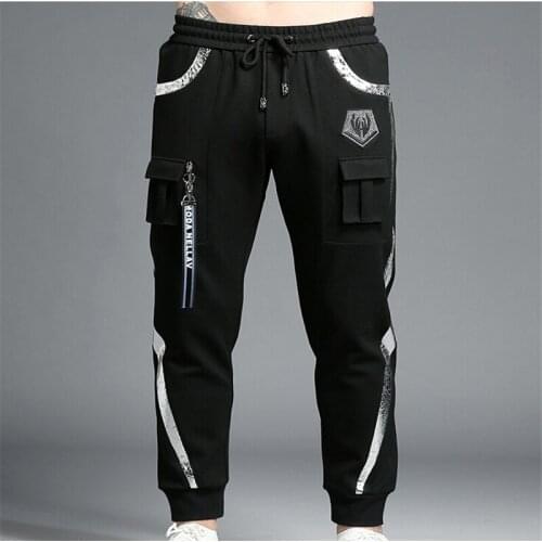 High-quality sportswear casual stretch cotton mens pants tight-fitting sweatpants fitness exercis