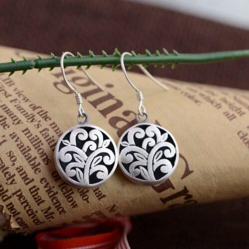 BESTLYBUY Real 925 Sterling Silver Drop Earrings for Women Lover Mother Party Gift Retro Earrings FREE SHIPPING