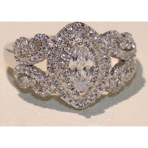 2018 Brand New Animal Luxury Jewelry 925 Sterling Silver Pave Marquise 5A CZ Zirconia Butterfly Women Wedding Band Ring Gift