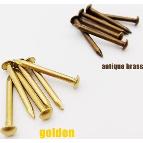 10/100pcs Antique Brass Bronze Golden Diameter 1.2mm 1.5mm 2mm 2.8mm Pure Copper Small Mini Round Head Nail Tack Length=8–50mm