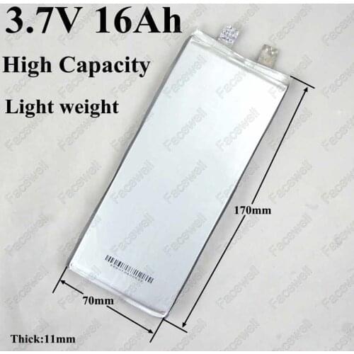 13pcs large capacity battery 3.7v 16Ah polymer high 50A discharge lithium 15Ah For electric bike battery 48v 15ah 16Ah pack diy