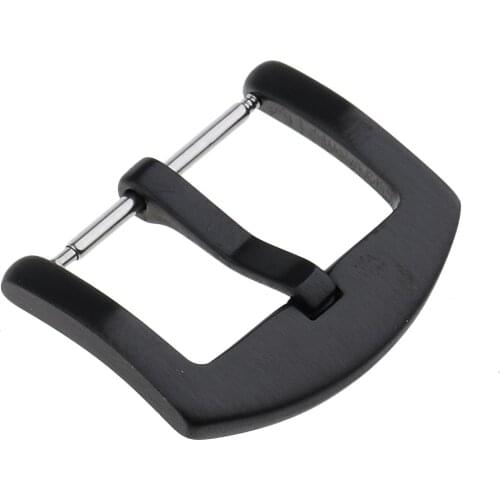 18mm-24mm Stainless Steel Watch Buckle Leather Band Watch Clasp - Black 24mm