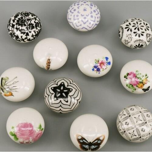 1x Dia 38mm Ceramic Door Knob Kitchen Cabinet Cupboard Wardrobe Children Room Round Knobs Pulls Handles