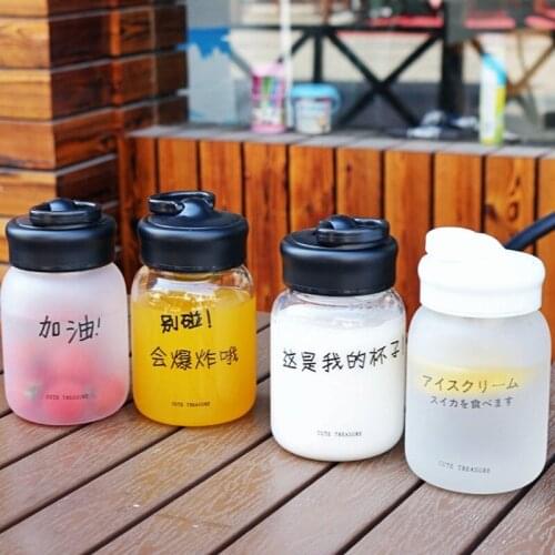 360ml/520ml Creative Frosted Glass Cup Student Portable Transparent Drinking Tea Coffee Cups Travel Sport Water Bottle Drinkware