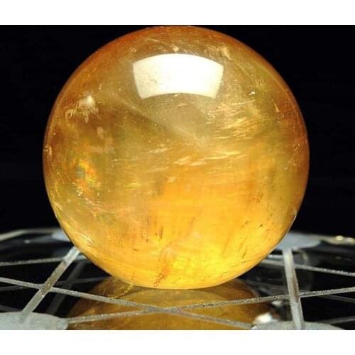 40mm Natural Citrine Quartz Crystal Ball Quartz Glass Healing Gemstone Ball Spheres Fengshui Decoration Craft Photo Prop