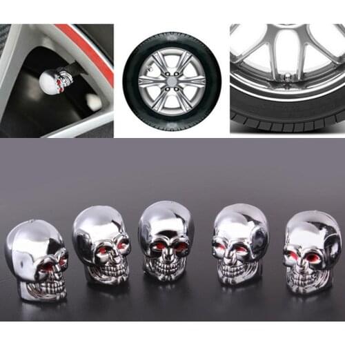 5Pc Skull Tire Tyre Wheel Car Auto Valves Caps Dust Stem Cover Motocycle Bicycle