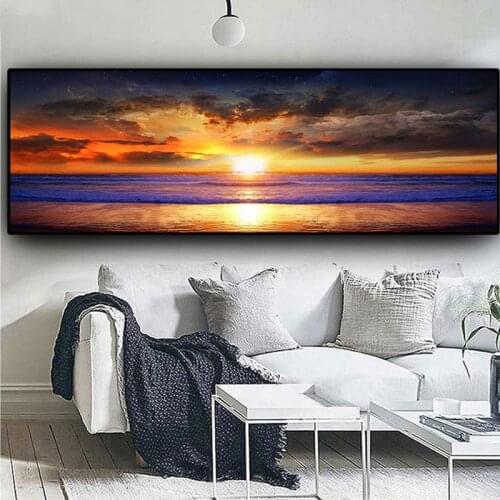 5D Diamond Painting Sunsets Sky Natural Colorful Coast Ocean Sea Landscape Large Diy Mosaic Full Round Drill EmbroideryZP-4093