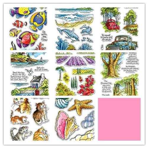 8 design Seagull fish cat stamp Clear Stamp for Scrapbooking Transparent Silicone Rubber DIY Photo Album Decor 1190