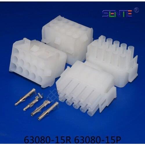FREE SHIPPING 10 set 15 Pin way Electrical Wire Connector Plug 63080 6.3mm pitch connectors kit (Housing+Terminal) for car/boat
