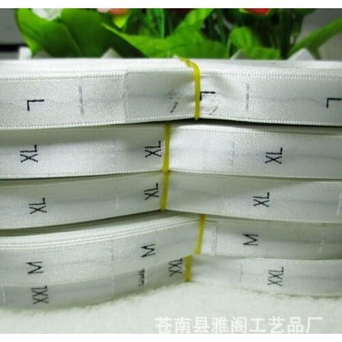 Free shipping stock clothing size tag/non-fading Silk digital label /XS S M L XL XXL XXXL 4XL white black size labels 500 pcs