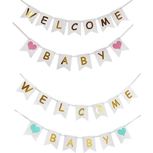 Pink Blue Baby Shower Gender Reveal Boy Girl Party Paper Banners Decorations Kids Birthday Home Decor Supplies Bunting Garland