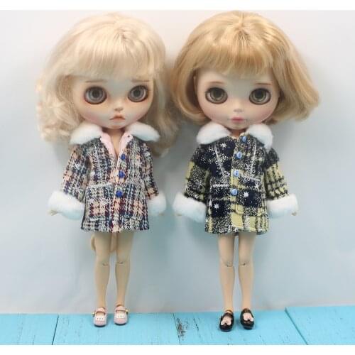 DBS 1/6 Blyth clothes Joint body ICY doll gingham winter warm Plush Coat girl boy gift