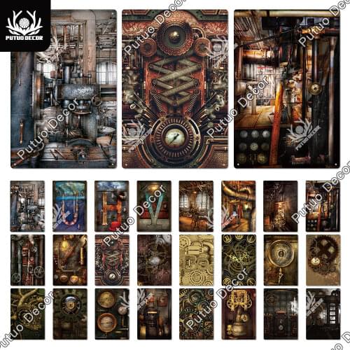 Putuo Decor Steam Punks Vintage Metal Posters Retro Tin Signs Interior Decoration for Man Cave Bar Pub Wall Decor