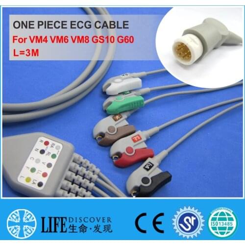 ECG CABLE with 5 leadwires clip for VM4 VM6 VM8 GS10 G60 patient monitor