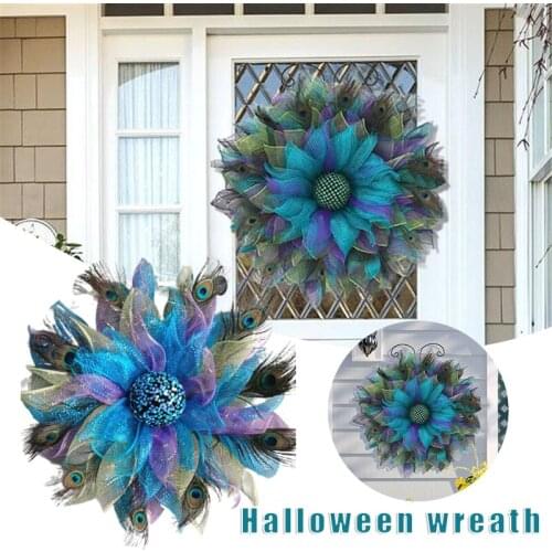 Гирлянда Peacock Pattern Wreath Noble and Unique Halloween Outdoor Wreath Front Door Festival Celebration Window Party Decor