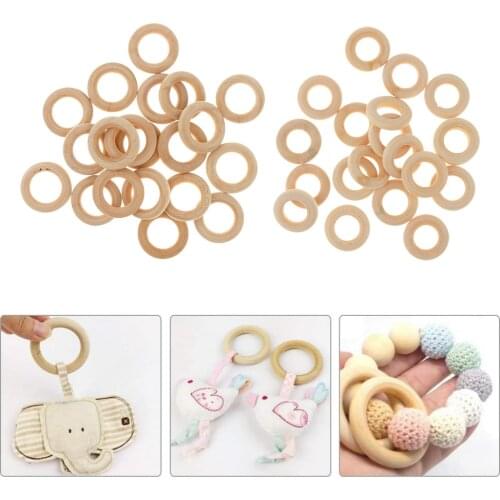 40Pcs Natural Wood Circles Beads Wooden Ring DIY Jewelry Making Crafts Supplies for Home Decor Cafe Shop Ornament