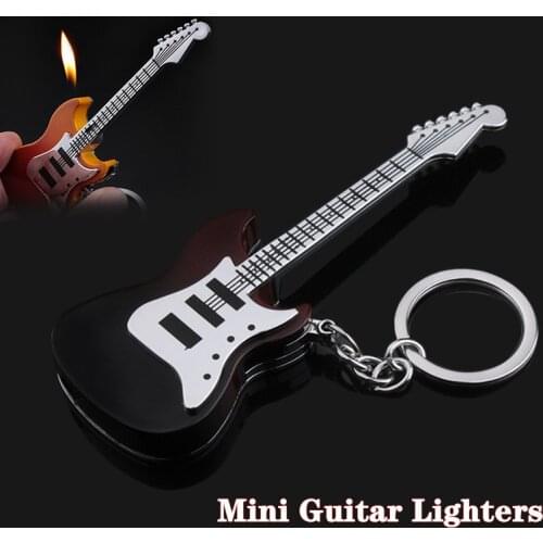Mini Guitar Lighters New Peculiar Personality Lighter Creative Fun Lighter Metal Lighter Butane Lighter