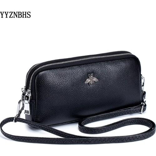 Multifunction Genuine Leather Clutch Women Long Wallets Money Purse Large Capacity Clutch Coin Purse Ladies Wallet Phone Purse