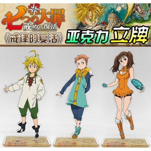 Cartoon Stand Model Anime The Seven Deadly Sins Meliodas Elizabeth Liones Hawk Figure Toy Gifts Desktop Decor Collection Xmas