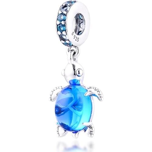 Murano Glass Sea Turtle Charm acsesoris for women Sterling Silver Jewelry Fits Original Bracelets Silver Bead For Jewelry Making