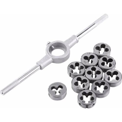 11PCS/Set Die Wrench Kit Metric Screw Die External Thread Cutting Tapping Hand Tool Kit Tapping Tool Screw Tap
