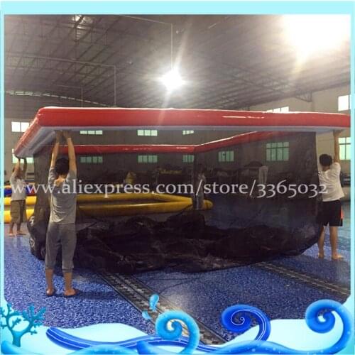 Ocean inflatable floating swimming pool giant inflatable sea pool with net for boat