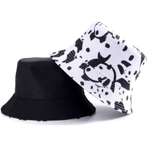 2021 Summer Bucket Hat Men Women Fashion Cotton Cartoon Print Two Side Fisherman Hat Foldable Travel Bob Outdoor Hip Hop Panama