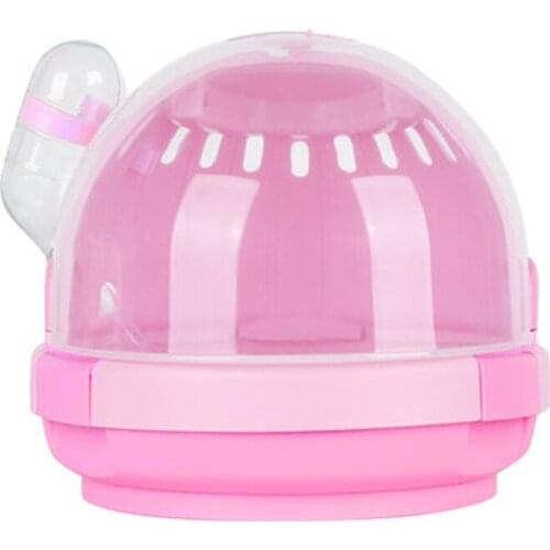 1pc Plastic Breathable UFO Shape Transparent Hamster Cage Villa Travel House Portable Carrying Small Pet Outdoor Carrier Box