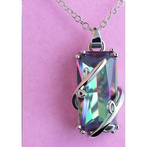 CAOSHI Gorgeous Multicolor Rectangular Stones Pendant for Women Trendy Style Necklace Jewelry High Quality Wholesale Accessories