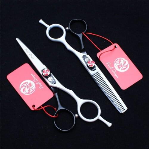 Z1018 6" 17.5cm White Stainless Purple Dragon Professional Hairdressing Scissors Cutting Scissors Thinning Shears Hair Scissors