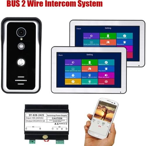 One to Two Wired Wifi 10 Inch 2 Wire Handfree Video Door Phone Intercom System Support Remote APP Unlocking Record Group Talk