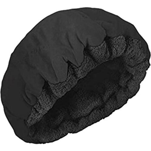 Deep Conditioning Heat Steam Cap Microwavable Micro-Hair Cap Hair Thermal Treatment Cap for Styling Tools Black