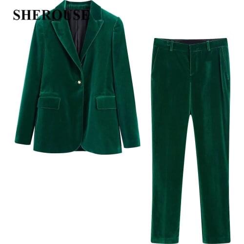 Sherouse Women's Velvet Trouser Suits