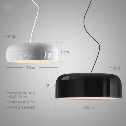 Nordic modern aluminum chandelier dining room bedroom hotel bar light panel 35cm 48CM 60cm black and white LED lamp hanging lamp