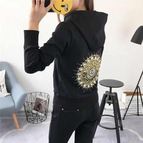 Spring / Autumn / 2021 Brand Velor Tracksuit Velvet Cloth Womens Suit Sweatshirts & Pants Size S-XL