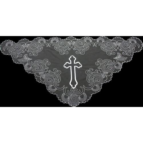 Embroidery Cross Pattern Catholic Veil Church Head Covering Veil