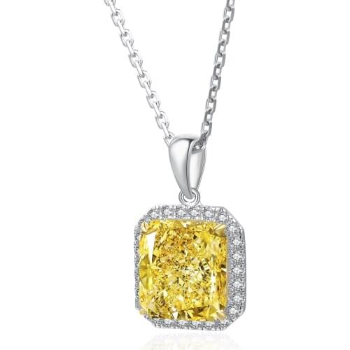 5.0ct Radiant Cut Simulated Yellow Diamond Gemstones Custom Names Necklace Womens in 925 Sterling Silver