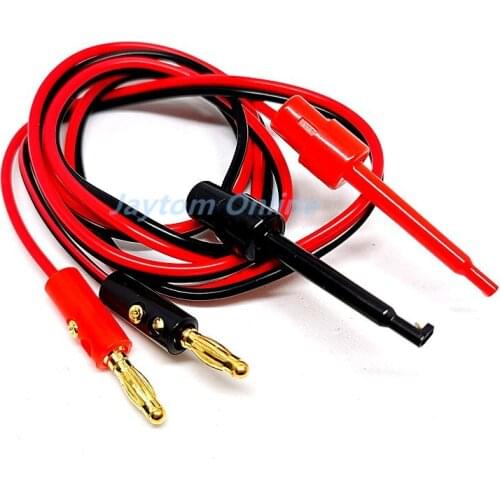 1Pair Multimeter Tools 4mm Gold Plated Banana Plug to Test Hook Clip Lead Cable 1M Equipment Connector