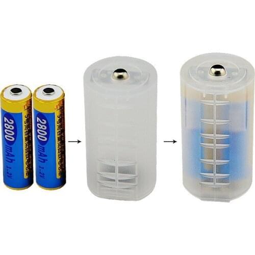 1pcs 2 AA To D Size Battery Holder Conversion Adapter Switcher Converter Case White Wholesale Price Small Size Excellent Quality