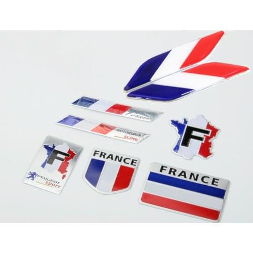 1 Pcs 3D Aluminum France Flag Emblem Badge Car Stickers Decals For Peugeot 307 206 207 Citroen Renault DS C2 C3 Car Styling