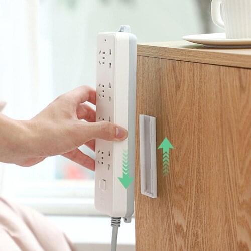1pc Power Strip Holder Plug Hook Seamless Self-adhesive Wall-mounted Power Storage Strip Fixer Sockets Holder Rack M1N1
