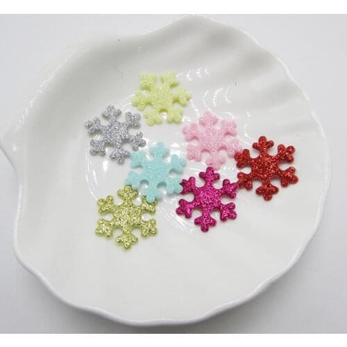 100pcs/lot 2.2cm chrismas gift powder snow Padded Patches Appliques For Clothes Sewing Supplies DIY Hair Bow Decoration