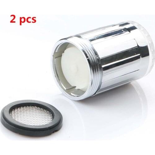 2PCS LED Water Faucet Stream Light Kitchen Bathroom Shower Tap Faucet Nozzle Head Change Temperature Sensor Light Faucet led
