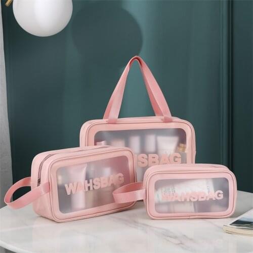 2021 PU Women Cosmetic Bag Waterproof Toiletry Bag PVC Makeup Bag Set Pouch Large Capacity Makeup Storage Organizer